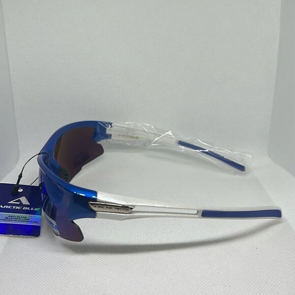 Arctic Blue Mirrored Semi Rimless Sunglasses - Picture 2 of 3